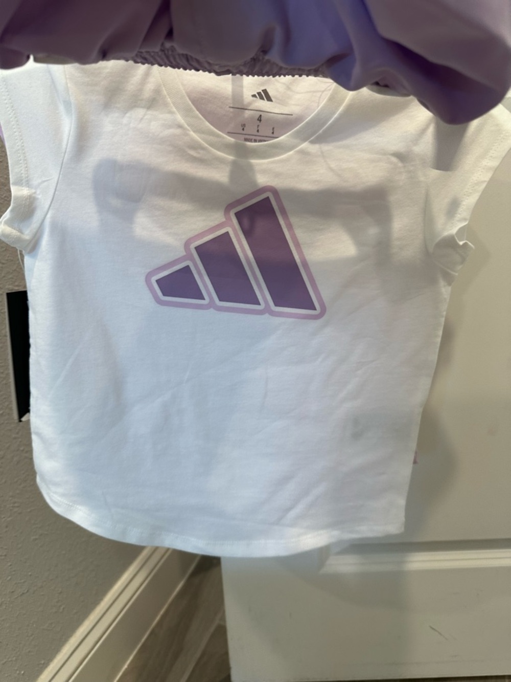 adidas Lavender and White Girls' Athletic Tee Set - Picture 2 of 4